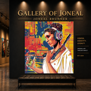 Leia Pop Princess Artwork – colorful pop art resin portrait featuring a music-inspired female figure with headphones and vibrant contemporary design.