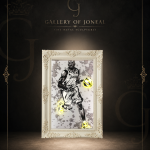 Black Mamba Artwork contemporary sports resin art featuring a basketball legend in dynamic action with glowing yellow highlights