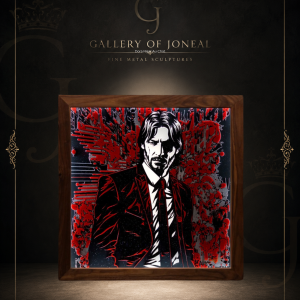 The Hitman Noise Complaint contemporary resin artwork featuring dramatic red black and white action inspired portrait design